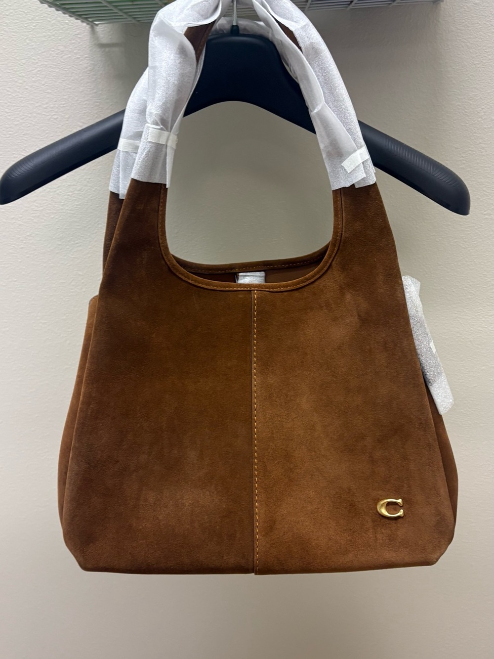 Brand new coach Lana Suede Shoulder Bag in Brown with Gold Accent